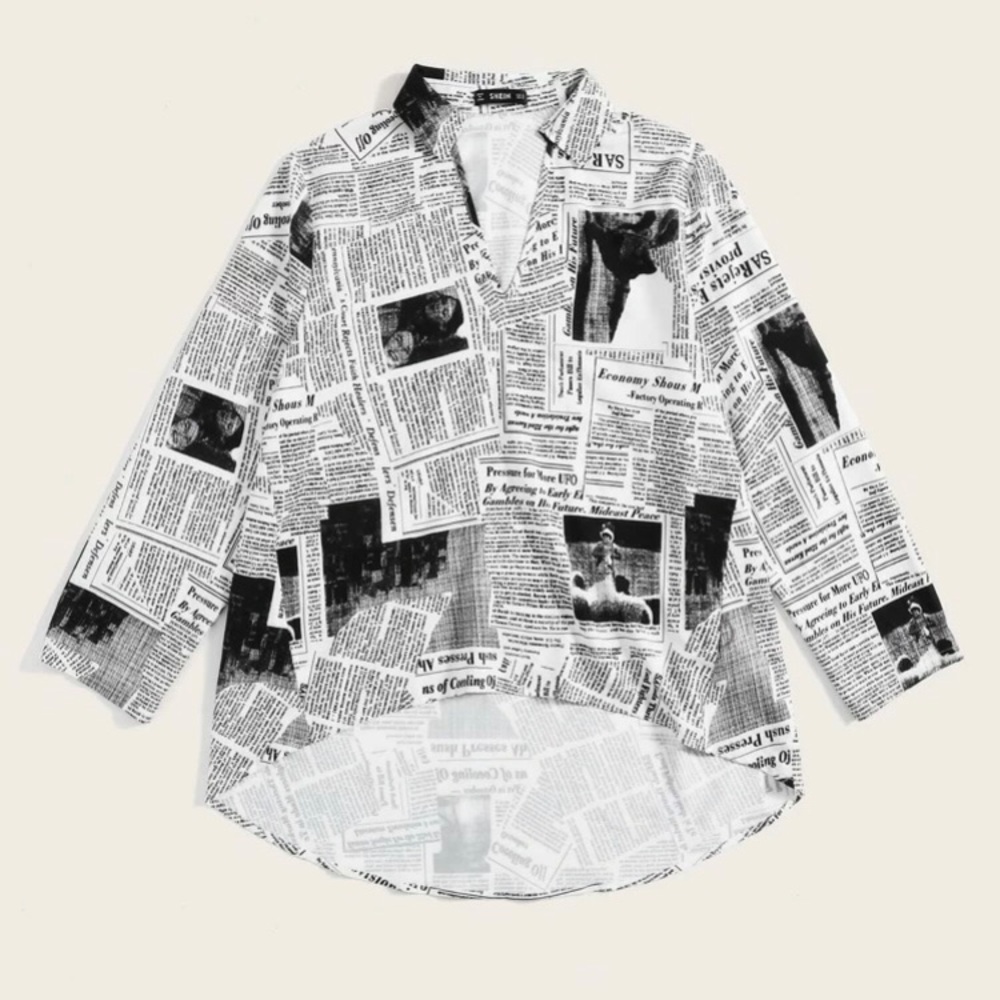 SHEIN High-low Newspaper Top